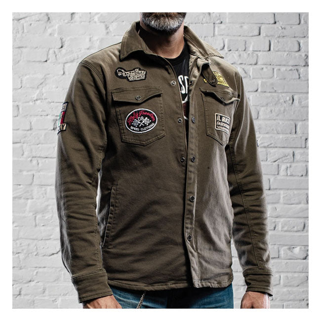 Holy Freedom Luitenant Jas Militair Groen Met Kevlar Voering CE Gecertificeerd Motorjas Voor Rijders