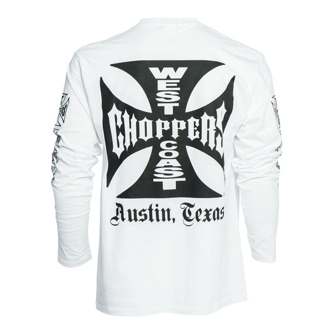The West Coast Choppers OG Cross long sleeve embodies the rebellious spirit of West Coast Choppers. Made from the finest 100% cotton; it offers a comfortable fit that''s perfect for everyday wear. The iconic OG Cross ATX logo is emblazoned in across the chest and along the sleeves; letting everyone know you''re not here to follow the rules; you''re here to make your own. This shirt is designed with a comfort cut to keep you moving freely.