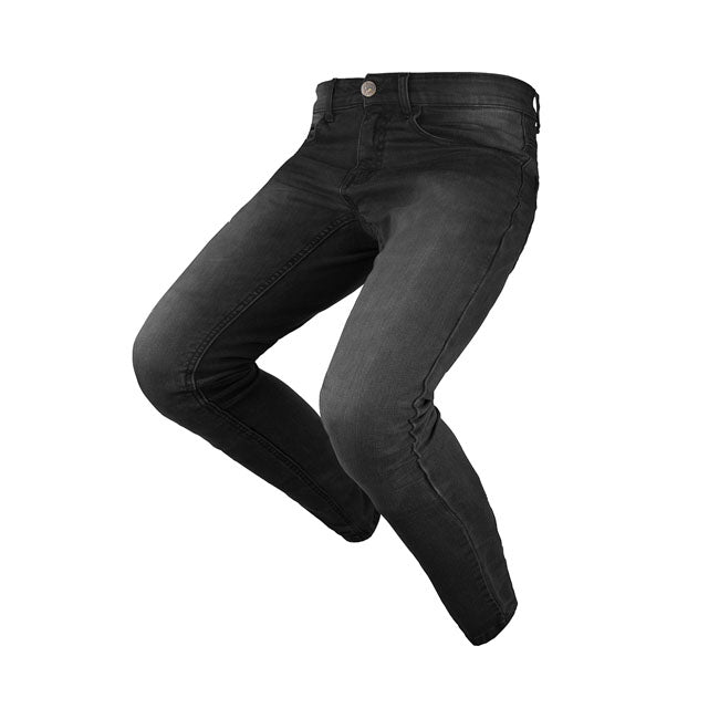 Enjoy every day with your motorcycle thanks the Route II jeans of By City. With them you will be completely protected thanks to the single layer abrasion resistant cotton denim fabric with blend yarn technology and its removable protections. In addition to having the By City style. Features removable knee protections (adjustable to two heights) "Flexishock" certified EN1621-1: 2012 CE Level 1. The jeans are an approved product for motorcycle CE EN17092-4: 2020 Level A. Features five outer pockets and YKK zi