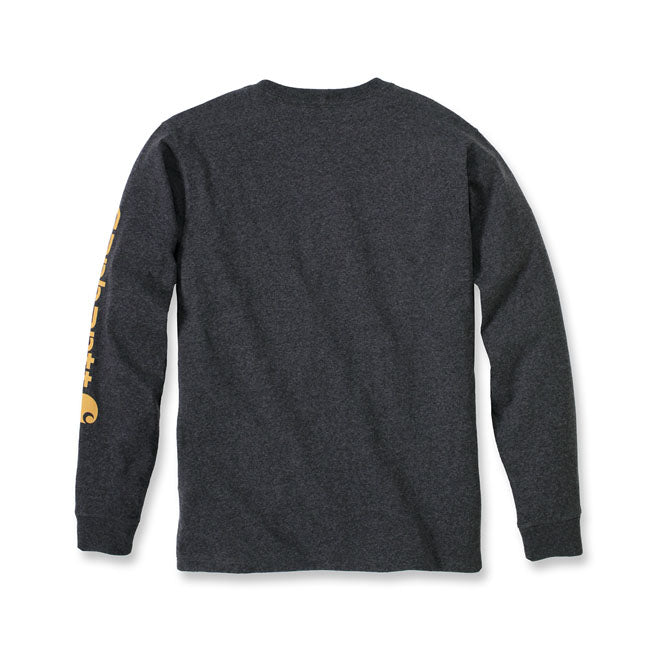 Since 1889; Carhartt has made durable workwear you can count on as you tackle the toughest jobs. This Sleeve logo long sleeve bears the name proudly on the sleeve. Made of heavyweight cotton jersey and relaxed fit cut for free movement. Relaxed fit Long Sleeve Rib knit crew neck Rib knit cuffs Flat two needle cover stitch hem Carhartt "Signature Logo" plastisol graphic print on front 6.75 oz/ydý - 229 gsm Heavyweight Jersey