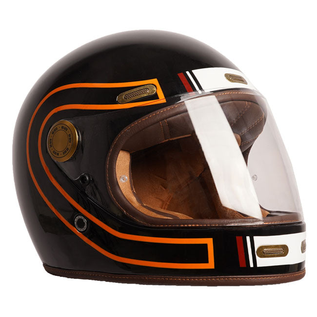 By City Roadster III Fusion Helm Zwart Oranje Glasvezel Constructie Met Luxe Lederpadding Bluetooth