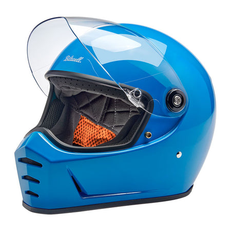 Progressively styled and rigorously tested; the Biltwell Lane Splitter; ECE 06 and DOT approved; helmet is a top choice for riders who demand comfort and high performance. The aggressive looking lines of this helmet truly set it apart in the retro-styled helmet market. Features include a rugged ABS outer shell with hand-painted finish; ventilated and shock-absorbing EPS safety liner with gorgeous hand-stitched interior padding; removable cheek pads; clear anti-fog and anti-scratch CE-certified shield. Also 