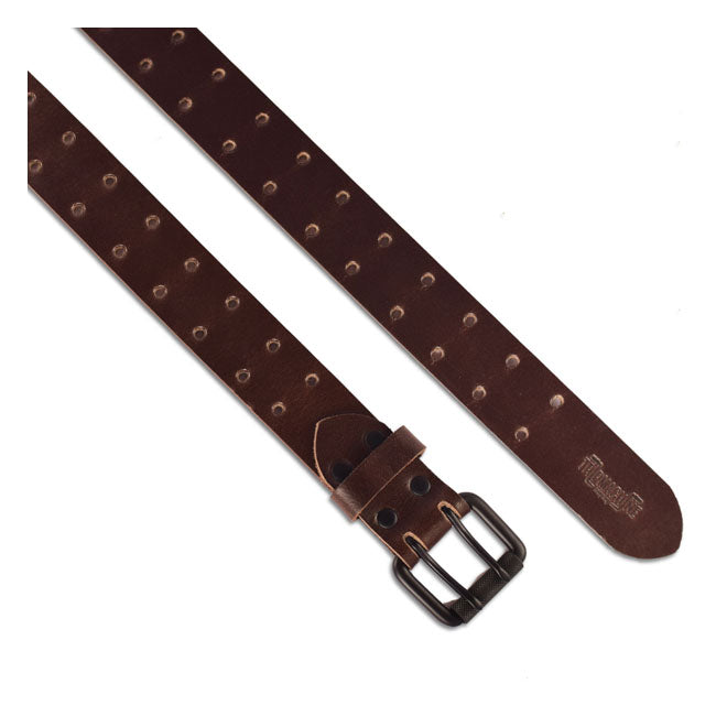 The Trip Machine rugged belt is made for those who are tired of the belts that wear off in a year or two. The belt is hand cut; hand dyed and built to last. Features 100% premium leather; black hardware; built to last; the belts are made from natural leather and hence there will be scars; marks and spots this makes the belt unique.ÿAvailable in single or double pin; three colors and four different sizes.