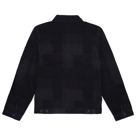 The Jacquard Eisenhower is our most recognisable jacket; with authentic Dickies detailing and fabrication; this season in jacquard block fabrication. Made with 100% 9.75OZ jacquard patch cotton; featuring front zipper body; angled front welt pockets; and woven Dickies label above the hem. adjustable buttons on the waistband. A timeless work inspired staple with all new jacquard fabrication.Materials: 100% 9.75OZ COTTON.