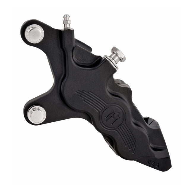 - Chrome plated  - CNC machined billet aluminum  - Direct bolt-on the front fork; no brackets required  - Designed for 11.5" rotors  - ABS and Non-ABS compatible  - 112x6B  - 6-piston differential bore  - Proudly machined with the PM icon logo  - Designed to slow down fast; without flexing.  Note: Will also fit 11.8" / 300mm brake rotors on Dyna models.  Performance Machine has been in the forefront of brake caliper design; ever since 1982. Each caliper and bracket is precision CNC machined from billet alum