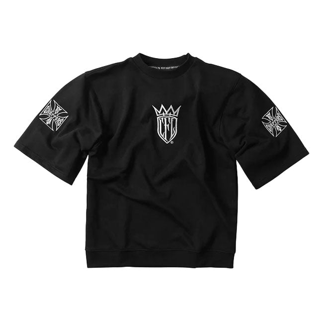 West Coast Choppers WCC CFL Chop Sleeve Trui Zwart Met Geborduurde CFL En OG Cross Logo Op De Mouw