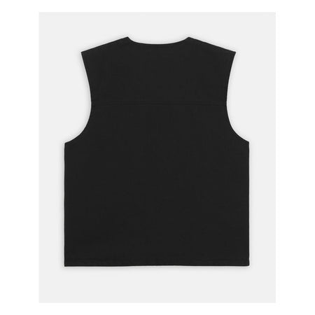 The Dickies Duck Canvas summer vest is a regular fit gilet that is stonewashed for a softer hand feel. Featuring V shaped neckline; heavy duty metal zip; two large front pockets and the iconic woven Dickies label. Available this season in black. A timeless workwear essential.