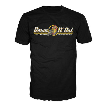 Down-n-Out apparel is for those who do things their own way. T-shirts of ultra-soft 100% pre-shrunk cotton; standard fit and full color back and front screen print. You live life to the extreme; party hard and live fast. Show you''re a gearhead through and through; however you satisfy your need for speed.