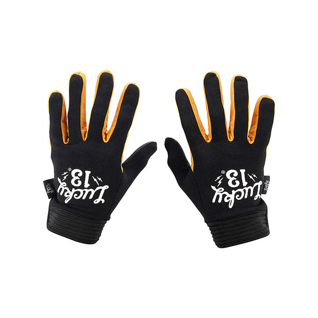 Lucky 13 Shocker Leren Handschoenen Zwart Geel