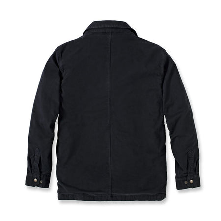 This Carhartt lined shirt jack is warm enough to wear as a jacket on cool days. It''s made of canvas with built-in flex to give you the range of motion you need on the job. A soft fleece lining defends against the cold. The relaxed-fit layer comes equipped with handwarmer pockets and a zip pocket for your wallet or keys. Relaxed fit Rugged FlexT - Allows for more movement Two-piece stand collar Two chest pockets; left chest pocket with zipper secured side entry Two lower front welt pockets Interior ch