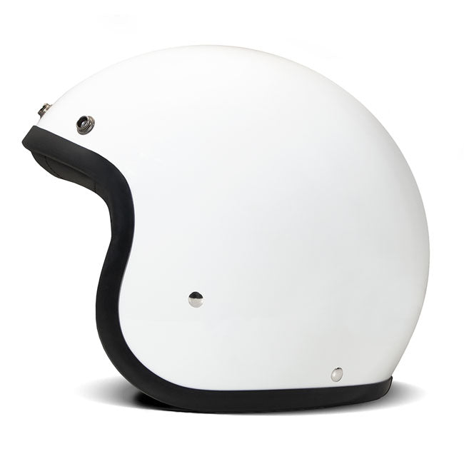 DMD Retro Helm Solid White ECE 22.06 Fiberglas Shell Drie Maten Bluetooth Klaar Vintage