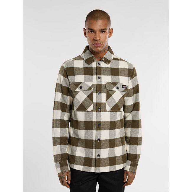 Dickies Sacramento Overhemd Flanel Katoen Lange Mouwen Egret Twee Borstzakken Knoopsluiting