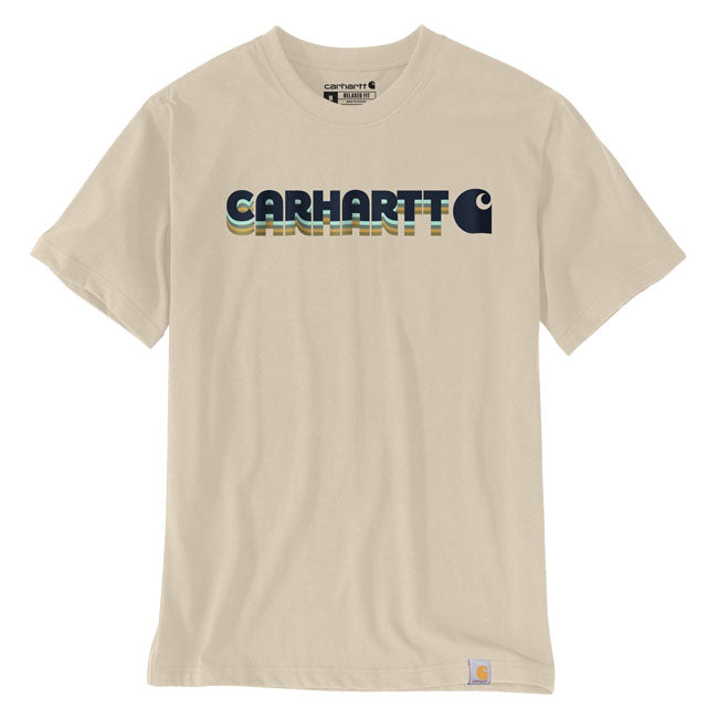 Carhartt Irvine Layered Logo T Shirt Oat Milk Lichtgewicht Jersey Korte Mouwen Relaxed Fit