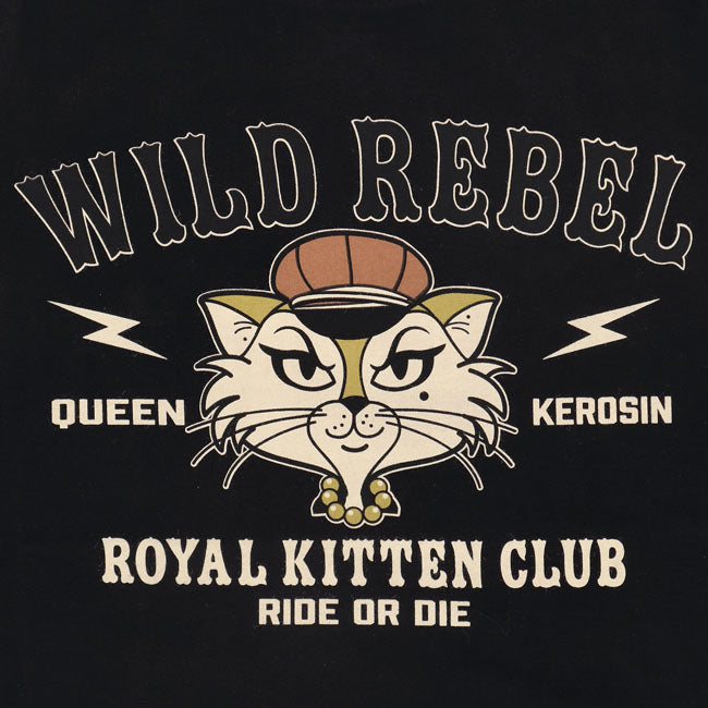 A wink is all it takes; this t-shirt knows how to turn heads! The Queen Kerosin t-shirt with its playful "Rockabilly Kitten" print perfectly combines retro charm and catitude. The winking kitten in a 50s look makes the shirt an absolute eye-catcher whether at a concert; cruising; or just in everyday life. The tailored slim fit and stretchy cotton blend ensure you''ll feel as comfortable as you look. For all kittens with style and a touch of rebellion!