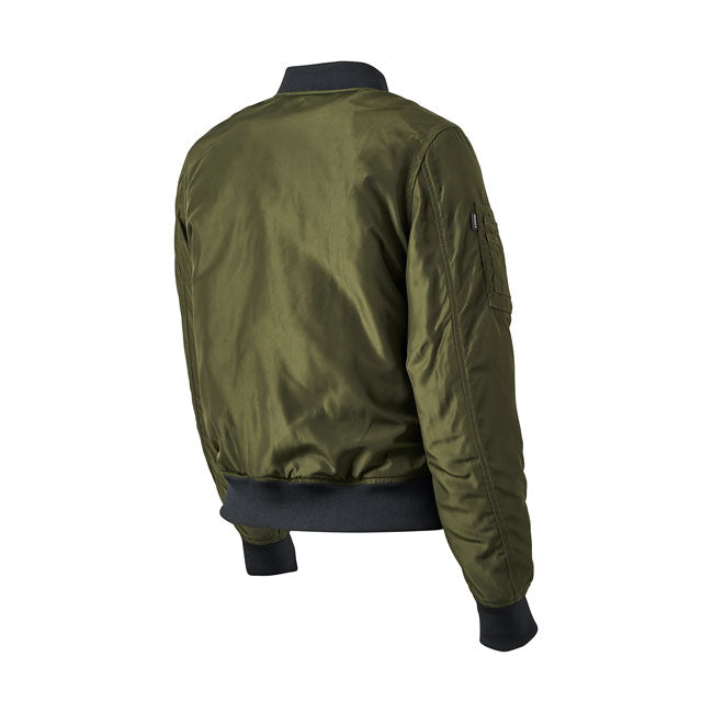The Cambria ladies jacket of RSD is a nice flight jacket that features a satin poly quilted liner; ribbed collor and cufs with water repellent finish. The jacket is CE EN 17092:2020-AA Certified and equipped with CE level 1 armour and has a back protector pocket. You can wear it on the bike or just in your spare time.