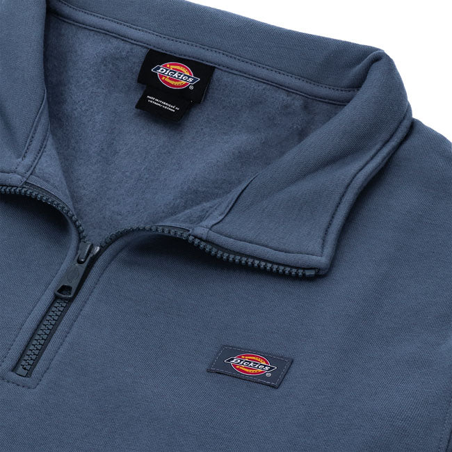 Dickies Oakport Quarter Zip Hoodie Indigo Regular Fit Met Hoge Kraag En Geborstelde Fleece Voor Duurzaam Comfort