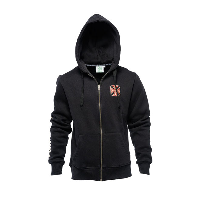 West Coast Choppers El Diablo Zip Hoodie Zwart Comfort Fit Met Rugprint En Geborduurd Kruis Op Borst