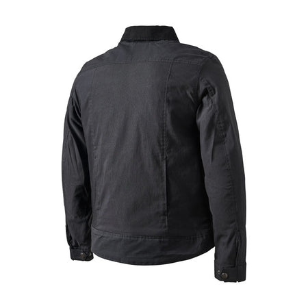 The RSD Cayucas jacket is a classic trucker jacket design but with a waterproof seam sealed construction. The jacket is CE EN 17092:2020-AA Certified and made of poly/nylon woven; equipped with CE level 1 armour and has a back protector pocket. Features satin poly quilted liner; upper chest snap pockets; lots of storage pockets and snap down collar.