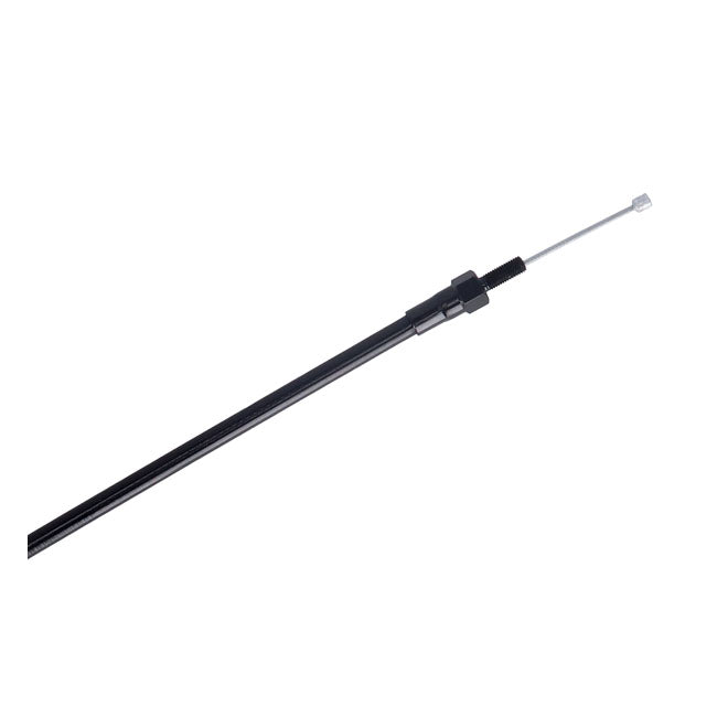 High efficiency clutch cable.  This Motorcycle Storehouse control cable comes in a full black-out finish; with a black vinyl cable and black fittings.  Oversize or undersize lengths (longer/shorter than standard) is not given since many different standard lengths exist. Instead they are available in a range of custom lengths to best suit your stock or custom application.  Note: Dimensions as given are outer cable length; which includes the adjuster placed at 20-3/4" (53cm) from the bottom of the cable.  Not