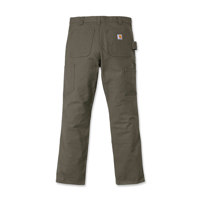 Carhartt straight-fit double front work trousers are made for hard physical work; and feature heavily reinforced pockets on at the back and reinforced slash pockets on the front for all your tool carrying needs. They're made of heavyweight duck and have triple-stitched main seams for exceptional durability; so you can count on them day in; day out. The Rugged FlexT technology helps to ensure that you can move comfortably in your Carhartt double front utility pants; and the straight fit provides a good balan