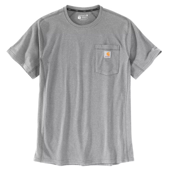 Carhartt Force Pocket S/S T Shirt Heather Grey Sneldrogend Met Antimicrobiële Bescherming En Ventilatie Panelen