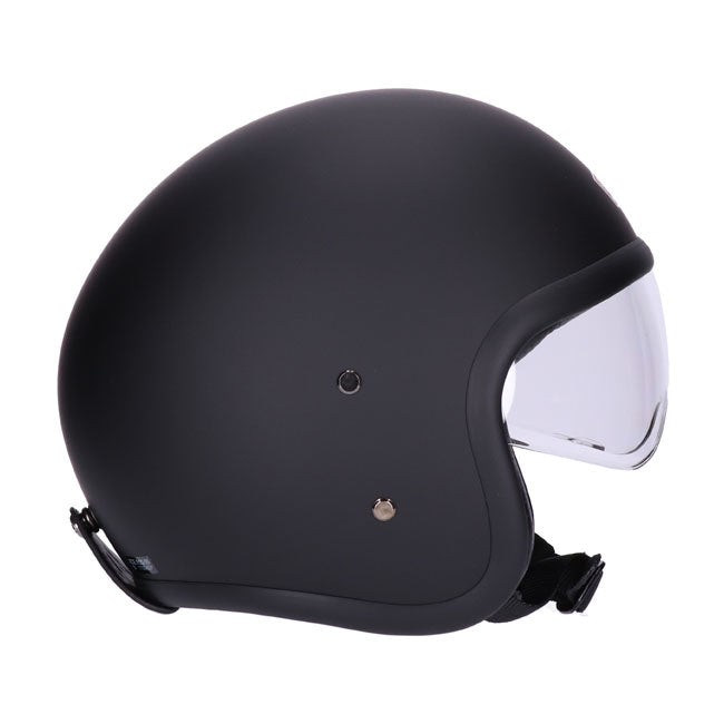 The perfect helmet for the urban commuter. We like to think of the Sundown as the Swiss Army Knife of the collection; a convenient lightweight multi-tool that's ready for anything. Wear it as an open-face when the weather is nice; and the moment you speed up; simply flip down the internal visor.It works for rain too; pull the visor and hey presto; ride in comfort! The helmet is made of `RQ LIGHT' fiberglass shell with a multi-density EPS liner and in two ergonomic shell sizes. Features a quick release micro