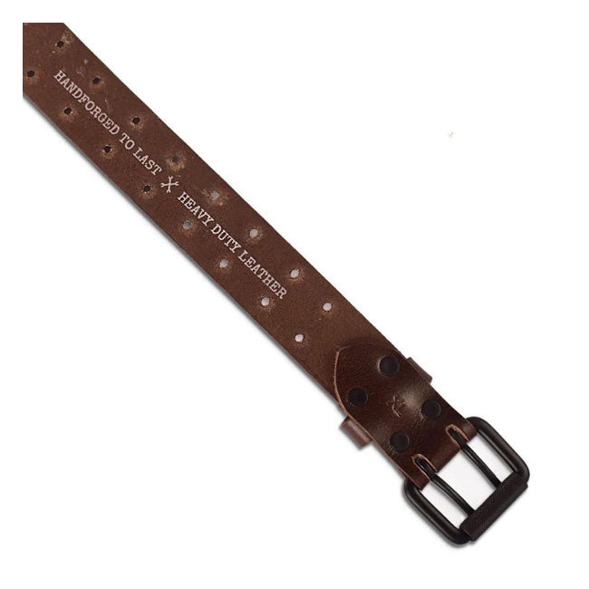 Trip Machine Riem Dubbel Pin Tabakbruin Natuurleer Premium Duurzaam Vier Maten Beschikbaar