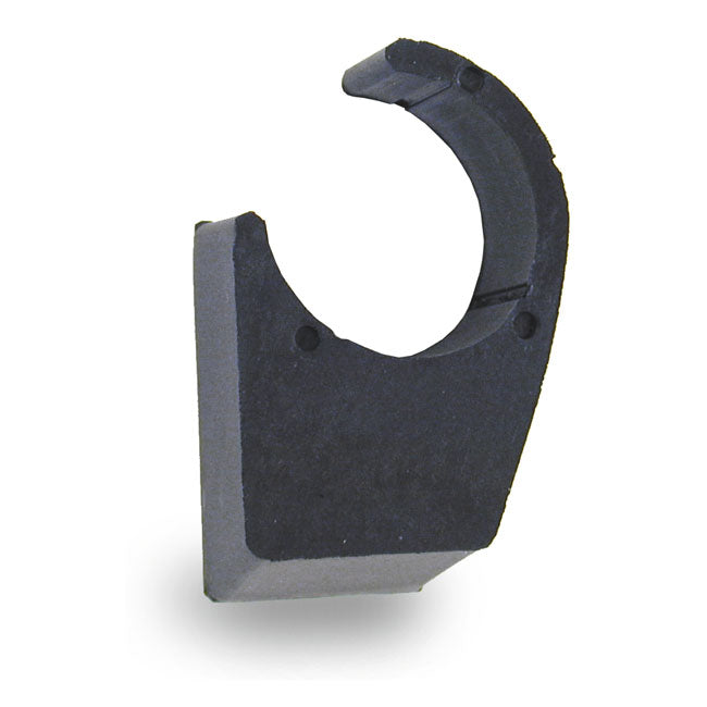 Catch-on frame. Rubber bumper with steel insert. Clamps around any 1" (25.4mm) frame tube. Can be installed without or with adhesive for a more secure fit. OEM replacement reference 50059-85