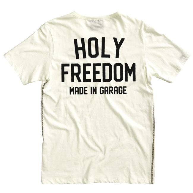 Holy Freedom Crew Tshirt Off White 100 Procent Gerecycled Katoen 150 Gram Per M2 Regular Fit