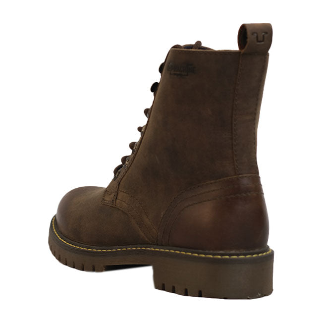 The Trip Machine Derby boots have been the most popular boots. The reinforcements in the toe; heel and ankle are robust and we have increased the gauge of the leather by 2 mm to improve abrasion resistance. The footbed is constructed from a memory foam to provide better comfort. The boots are still constructed from waxed leather with a metallic shank; and a texon insole; to give you the confidence to go anywhere. These boots are lined with lycra and leather to give the best comfort for long time wear with m