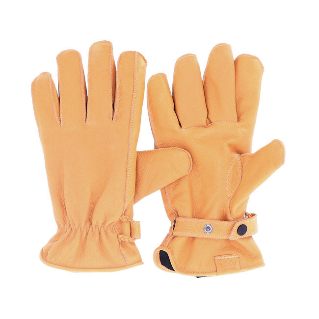 With the Roegr Jettson gloves you have an elegant vintage glove with perfect protection and some nice classic details. The Jettson gloves are full leather gloves with a press stud on the wrist for adjustment and seams stitched on the outside for an even better fit. The gloves are CE approved by EN 13594:2015. Available in black and yellow.