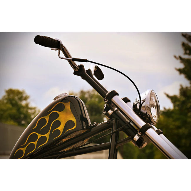 For use with 41mm diameter fork tubes. Gloss black powder coated. This is the ORIGINAL; but improved; Bare Knuckle Performance Narrow Glide triple tree kit. These trees are have center to center fork tube distance of 7" (177.8mm); identical to that of the stock Narrow Glide triple trees. Comes complete with steering stem; tapered flange washer; and an ARP stem bolt. - Black powder coated finish - Great for building a traditional width Narrow Glide bike - With integral steering stop mount holes - Drilled and