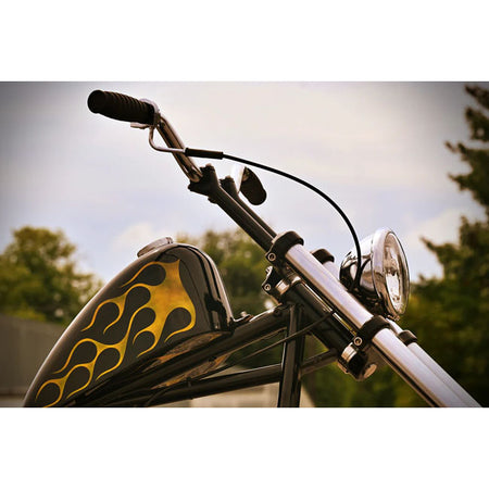 For use with 41mm diameter fork tubes. Gloss black powder coated. This is the ORIGINAL; but improved; Bare Knuckle Performance Narrow Glide triple tree kit. These trees are have center to center fork tube distance of 7" (177.8mm); identical to that of the stock Narrow Glide triple trees. Comes complete with steering stem; tapered flange washer; and an ARP stem bolt. - Black powder coated finish - Great for building a traditional width Narrow Glide bike - With integral steering stop mount holes - Drilled and