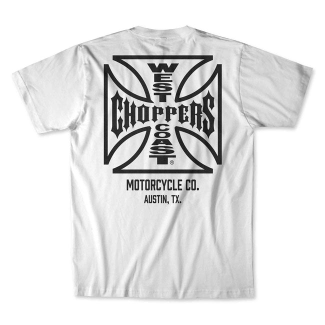 West Coast Choppers WCC OG ATX T Shirt Wit Premium Katoen Comfort Fit Dagelijks Dragen Met OG Cross ATX Logo