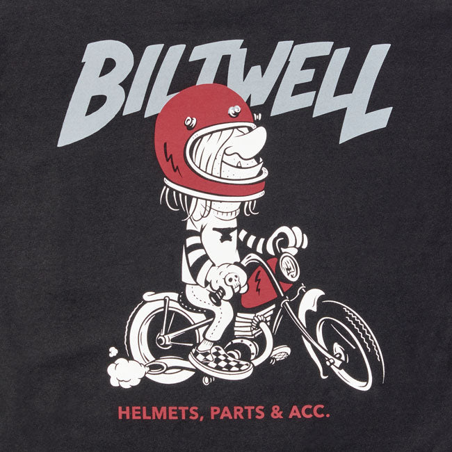 Biltwell Motorsickle T Shirt Zwart 100 Procent Katoen Pocket Regular Fit Handgedrukte Inkt
