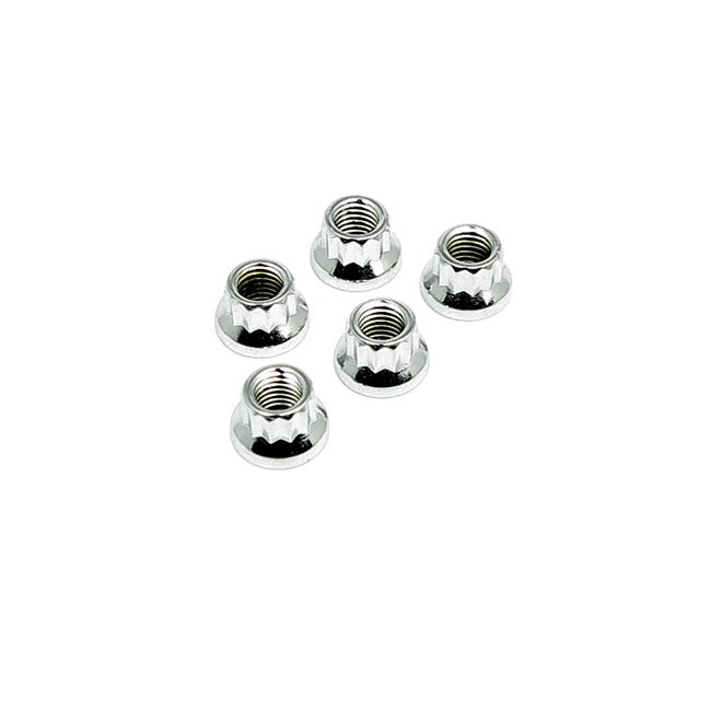 Chrome 12 point nut, 1/4-28 - 25 pack