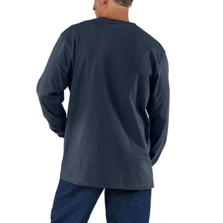 Since 1889; Carhartt has made durable workwear you can count on as you tackle the toughest jobs. This Pocket long sleeve bears the Carhartt logo proudly on the chest pocket. It''s made of heavyweight cotton jersey and cut generously for a roomy fit. Loose fit Rib knit crew neck Left chest pocket Rib knit cuffs Flat two needle cover stitch hem Carhartt label sewn on pocket Woven 6.75 oz/ydý - 229 gsm Heavyweight jersey