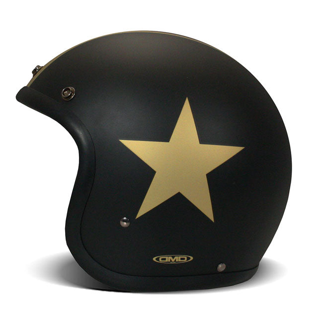 DMD Retro Motorhelm Star Gold ECE 22.06 Fiberglass Schaal Drie Maten