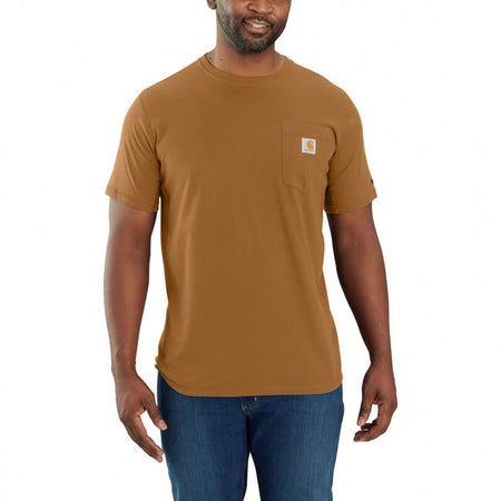 Relaxed fit ú 5.75 oz/ydý - 195 gsm ú basil heather ; engineer blue heather ; shaded beach heather 60% cotton/40% polyester ú black ; carharttr brown ; malt ; navy ; sage ; white 65% cotton/35% polyester ú heather grey 59% cotton/41% polyester ú saddle red heather 60% polyester/40% cotton ú carhartt forceT jersey with ventilated side panels ú carhartt forceT - fastdryT combined with anti-microbial properties ú fastdryT - wicks away moisture for comfort and fights odour with antimicrobial finishú s