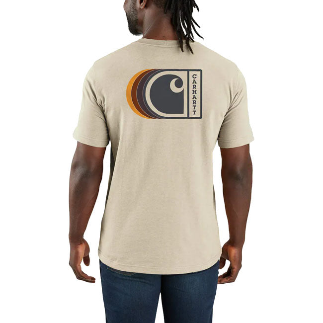 Carhartt Grafische T Shirt Oat Milk Katoen Polyester Mengsel