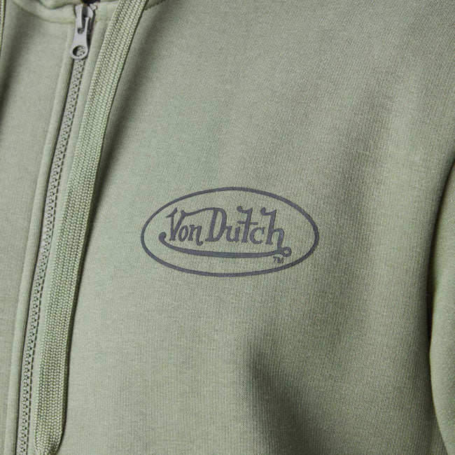 Von Dutch Logo Zip Hoodie Khaki Unisex