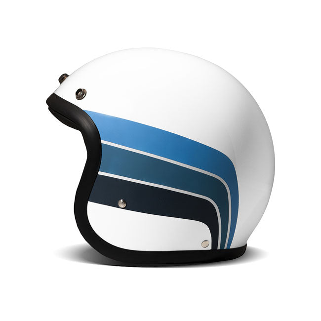 Embrace the fusion of classic style and modern functionality with the DMD Retro helmet; a nod to the iconic 70''s design. This helmet isn''t just a protective gear but a statement piece; crafted for those who dare to stand out. With its ECE 22.06 approved fiberglass shell available in three sizes; it offers a snug fit. The helmet is bluetooth ready; features integrated snaps for visors; and boasts a luxurious; washable lining with Velcro for a custom fit. Secured with a padded chin strap and a reliable Doub