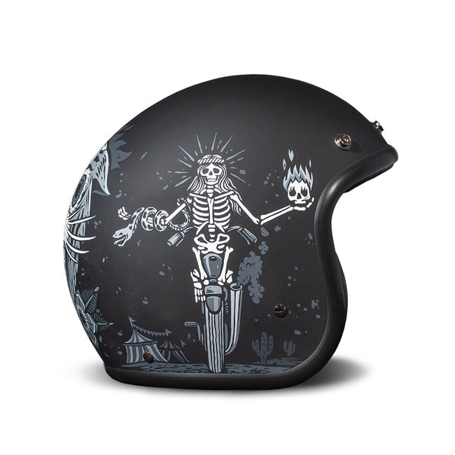 DMD Retro Helm Ghost Rider ECE 22.06 Glasvezel Shell Bluetooth Drie Maten Met Wasbare Voering