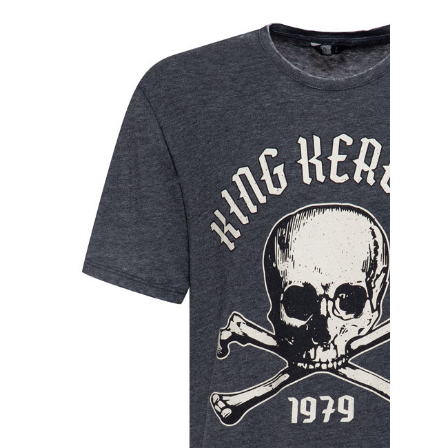 King Kerosin Skull 1979 T Shirt Antraciet Vintage Uiterlijk