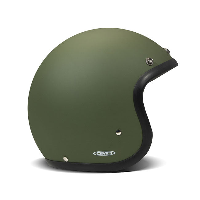 DMD Retro Helm Matte Groen ECE 22.06 Fiberglass Shell Bluetooth Ready Drie Maten