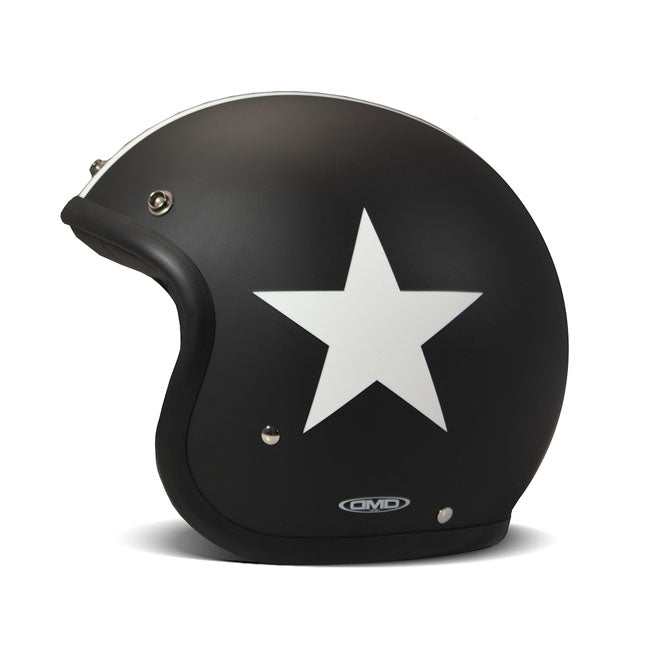 DMD Retro Helm Star Matte Zwart Bluetooth ECE 22.06 Fiberglas Shell Drie Maten Verkrijgbaar