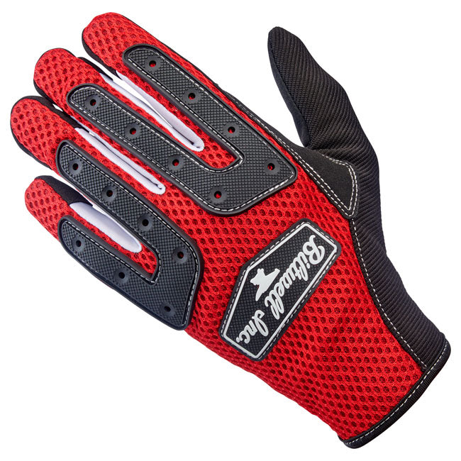 The Biltwell Anza gloves are 100-percent synthetic gloves that is built for aggressive off-road riding; but that doesn't mean you can't wear it on pavement. You can; and we know a bunch of high-performance street riders who do. The gloves combine comfort; durability; and function. A synthetic suede palm with two-way stretch ensures a snug fit; while the vented polyester back maximizes airflow. Flexible rubber knuckle guards add protection; and Lycra finger panels enhance dexterity. Conductive stitching allo
