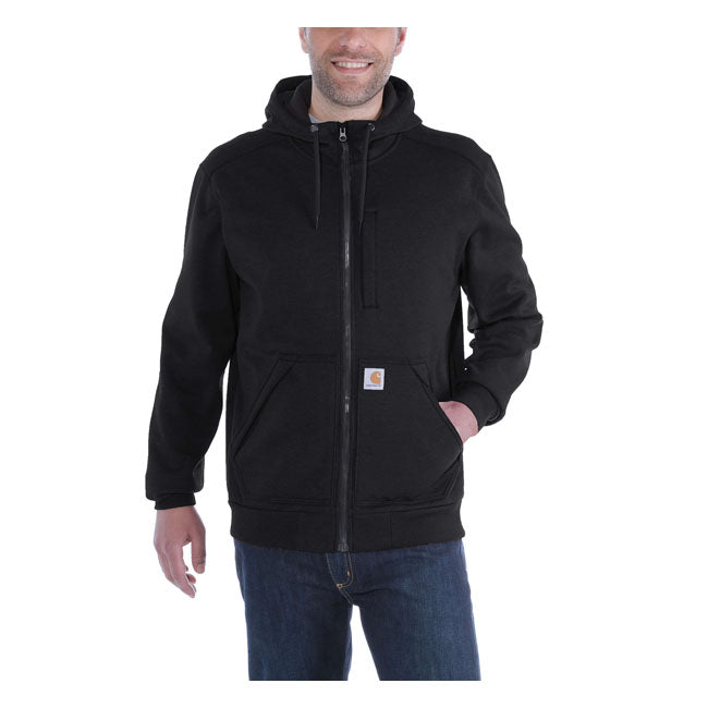 You can't always pick the weather; but you can dress for it with the Carhartt Wind Fighter hooded sweatshirt. Features wind resistant fleece; Rain Defenderr - Durable Water repellent finish; Wind Fighterr - Tames the wind; left chest map pocket with hidden zipper closure and two lower front split hand warmer pockets with flap closures. We built this hoodie to handle wind and light rain; so you can get the job done. The fleece-lined sweatshirt blocks the wind and sheds water to keep you moving; all in the fa