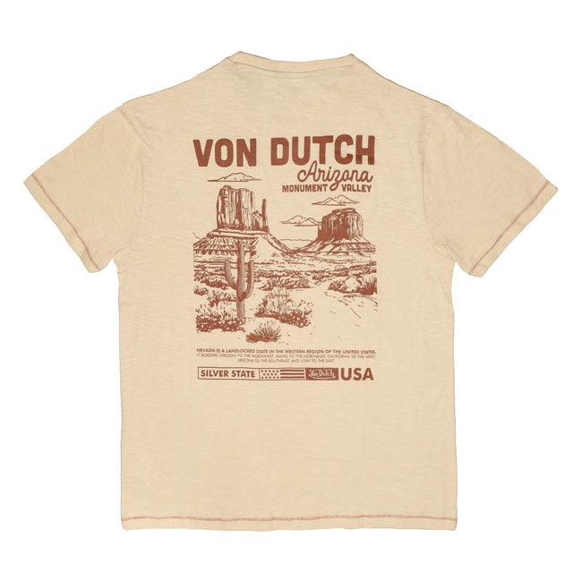 Von Dutch Arizo T Shirt Cream Unisex Katoen Elastaan Comfortabel Streetwear Kwaliteit