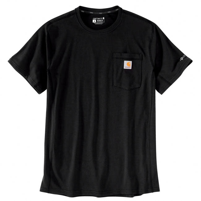 Carhartt Force Pocket Korte Mouwen T Shirt Zwart Sneldrogend Ademend Antimicrobieel Voor Werk Met Zak